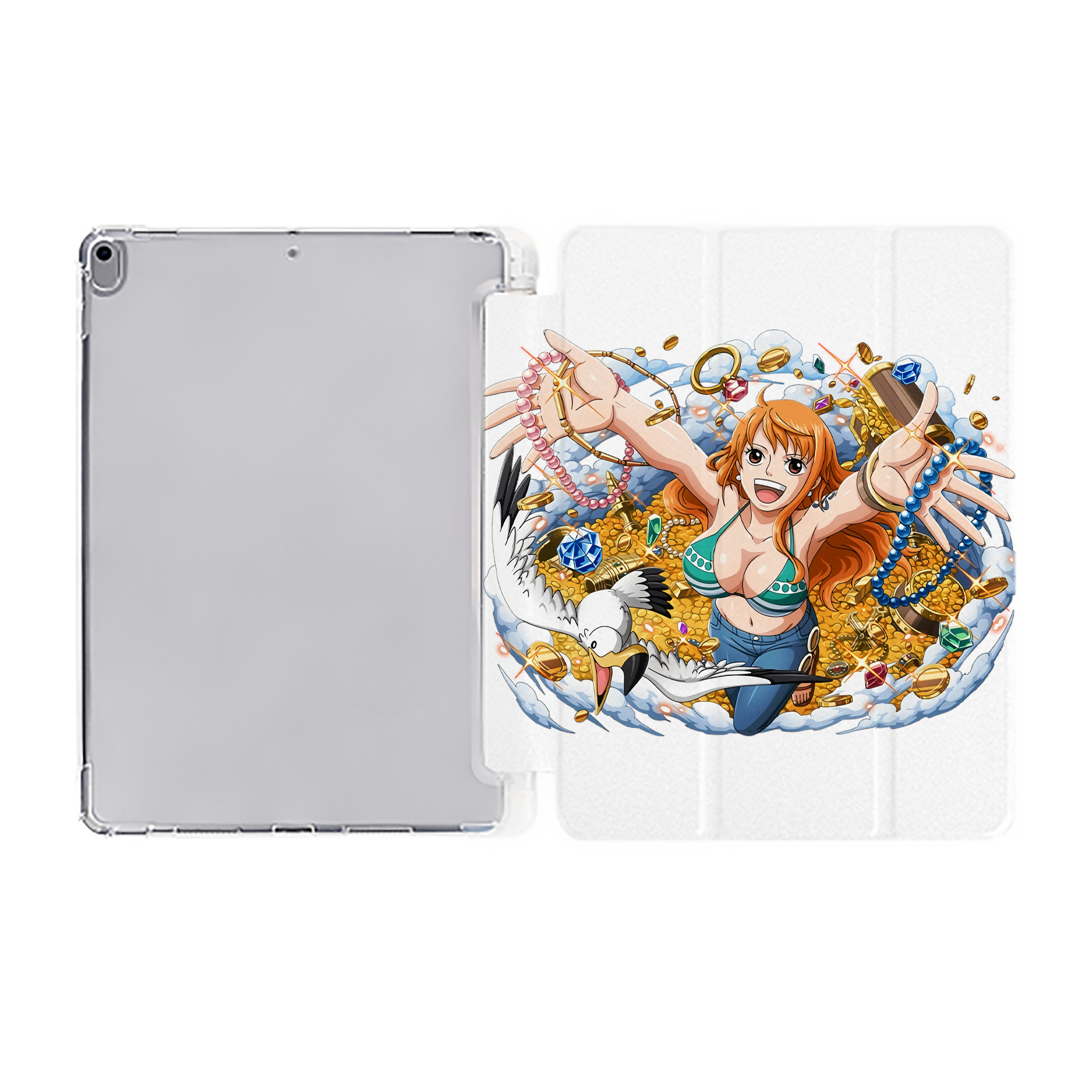 （画像用） ワンピース ナミ ONE PIECE Nami IPad ケース ペン収納付き 三つ折りスタンド PUレザー×シリコン 対応機種9.5/10.5/10.9インチ